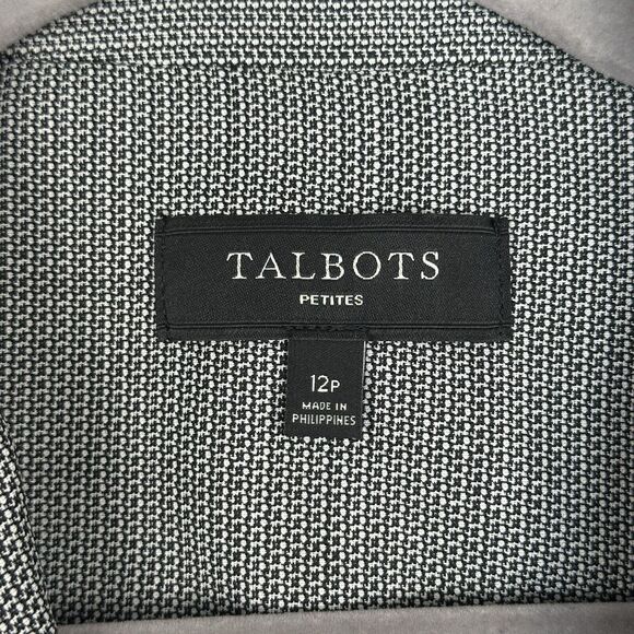 Talbots Petites Blazer Womens 12P Black White Wool Blend Career Office Business - Picture 10 of 16